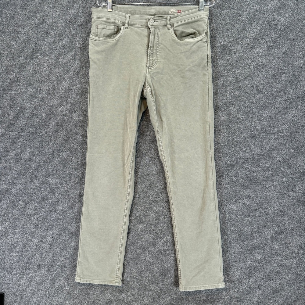 Faherty 5-Pocket Pants Mens 33X28 Green Stretch Cotton Blend Casual Chinos